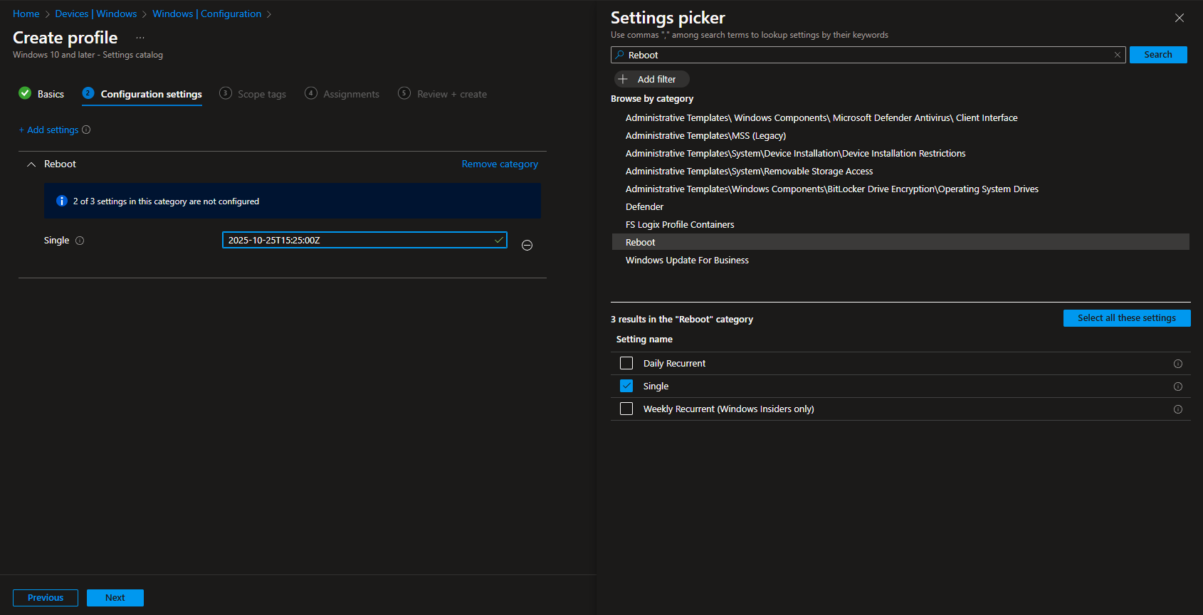 Configuring reboot time in ISO 8601 format